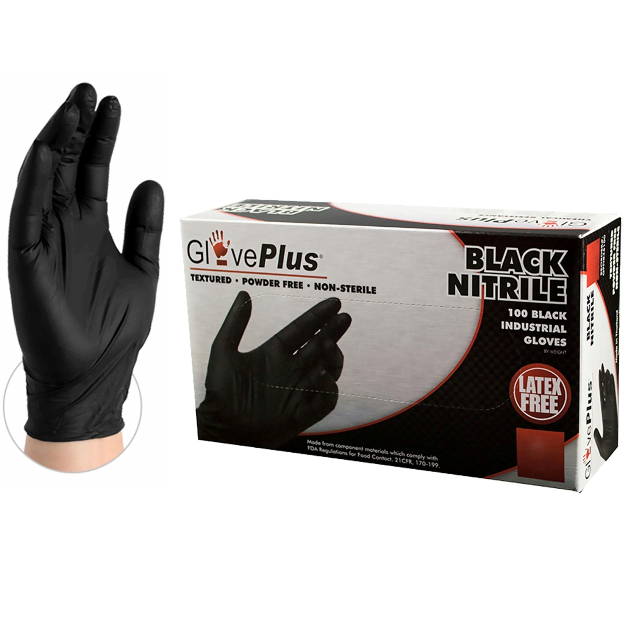 1642-Ammex 5 mil Black Nitrile Powder Free Gloves